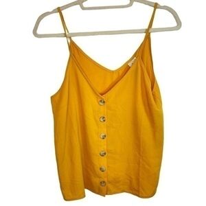 PAPER Crane Button Down Tank Top Yellow Size Small